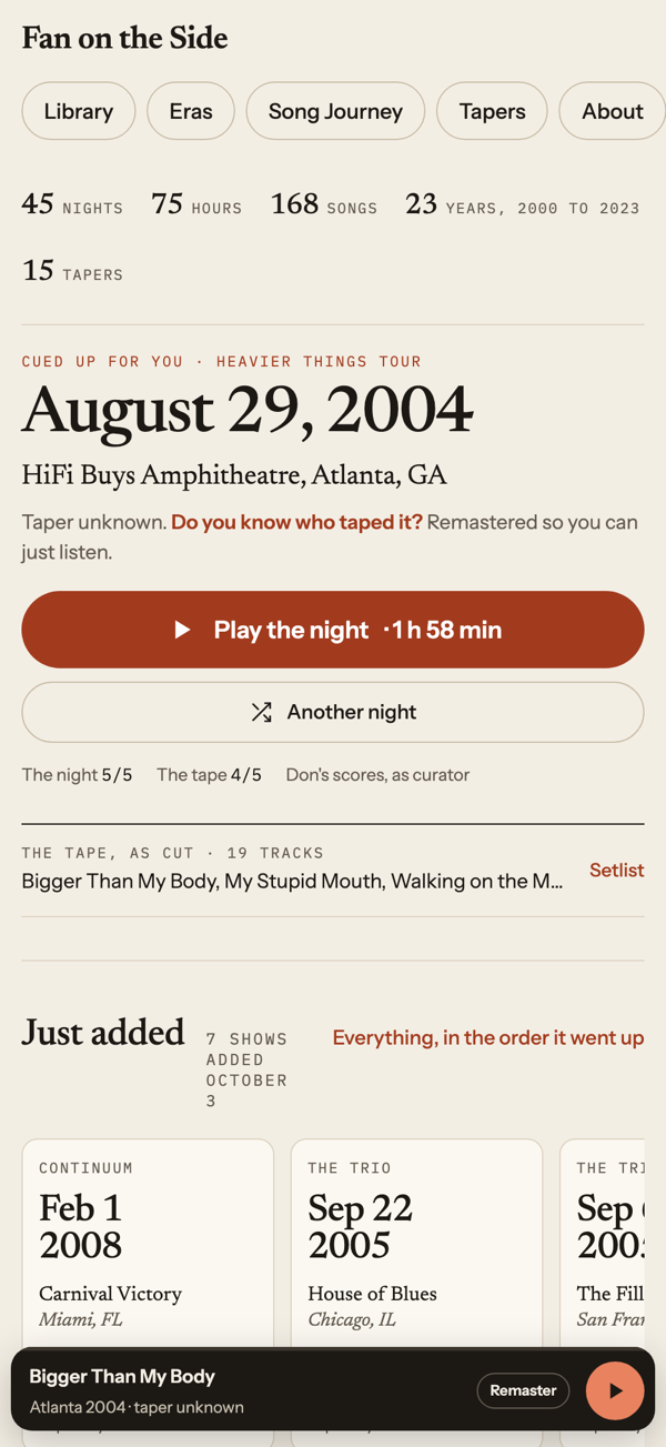 a night, cued up